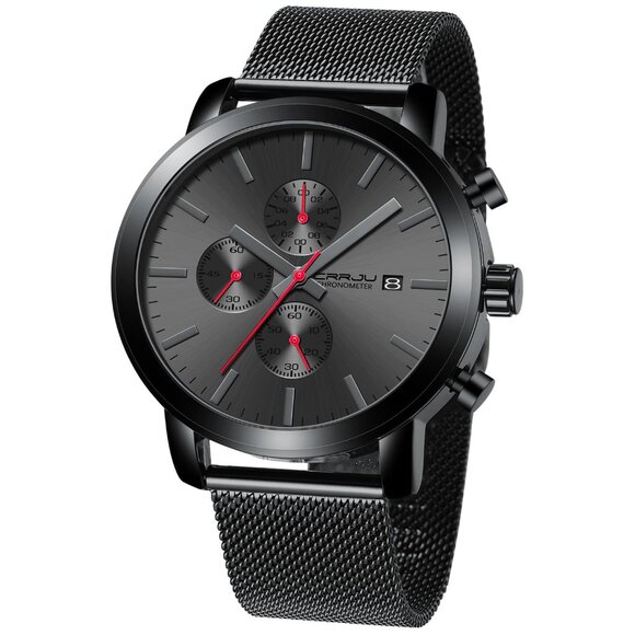 Men's Stainless Steel Chronograph Watch with Japan Movement Waterproof